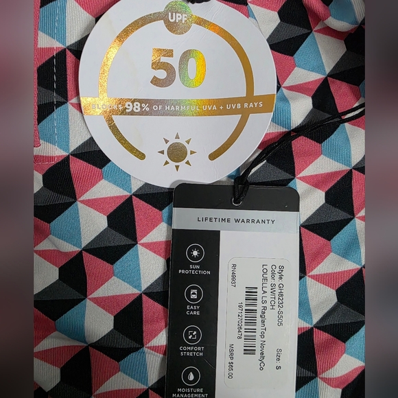 NWT Girl's Geometric Patterned Long Sleeve Top ☀️UPF 50- Size Small - Picture 3 of 3